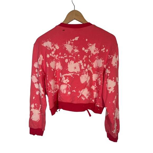 BLANKNYC  Bleached Crop Sweatshirt Women Size‎ Medium Coral Distressed Destroyed - Picture 4 of 10